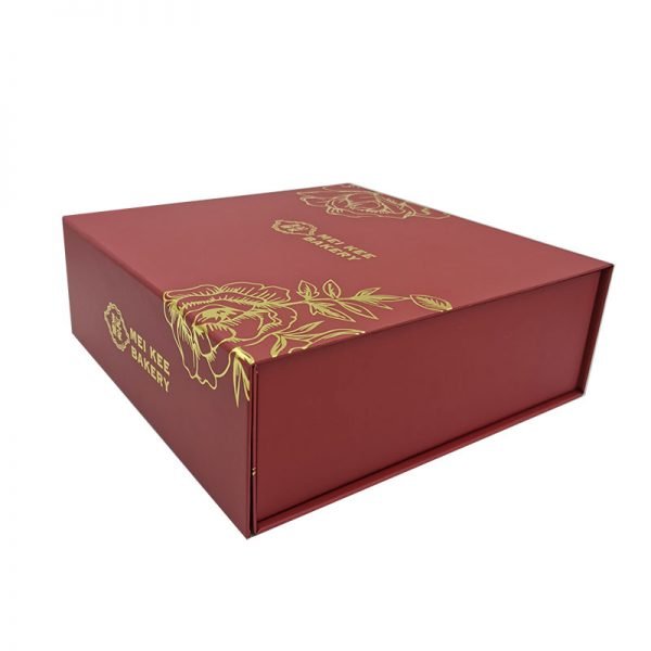 Cardboard food grade mooncake folding box with logo golden hot stamping