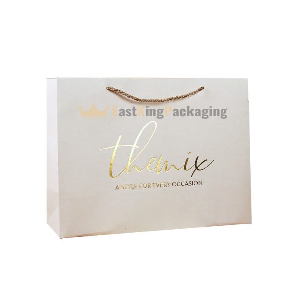 Luxury and sophisticated paper bag with logo golden hot stamping